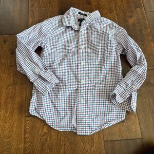 Crewcuts J Crew Boys XS 4/5 Ludlow Gingham Button Down Shirt Collared Red Blue